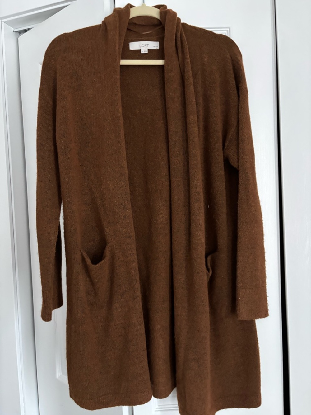 LOFT Chestnut Brown Open-Front Cozy Cardigan